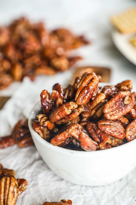 Spicy Glazed Pecans Recipe, Sweet And Spicy Mixed Nuts Recipe, Spicy Pecans Recipe, Spicy Candied Pecans, Sweet And Spicy Pecans, Roasted Pecans Recipe, Spicy Pecans, Asian Steak Bites, Spicy Nuts