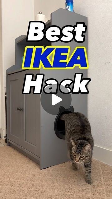 Peter J. Shin on Instagram: "Best IKEA hack for cats" Cat Space In Laundry Room, Diy Ikea Cat Hacks, Ikea Hacks Pets, Cat Litter Ikea Hack, Cat Condo Ideas, Ikea Litter Box Hack, Cat Laundry Room, Ikea Cat Litter Box Hack, Ikea Hack Cat Shelves