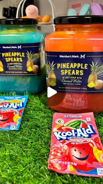 Stacy Johnson on Instagram: "Kool-Aid Pineapple Spears🍍 #foodie #instafood #reels #pineapple #eat #foodreview #springtime #explore #explorepage #fyp #contentcreator #instagram #instagood #tiktok #facebook #familia" Koolaid Recipes Drink, Koolaid Pineapple, Kool Aid Drinks, Pineapple Spears, Koolaid Pineapple Rings, Koolaid Pickles How To Make, Koolaid Pineapple Chunks, Kool Aid Pickles, Candied Pickles Recipe