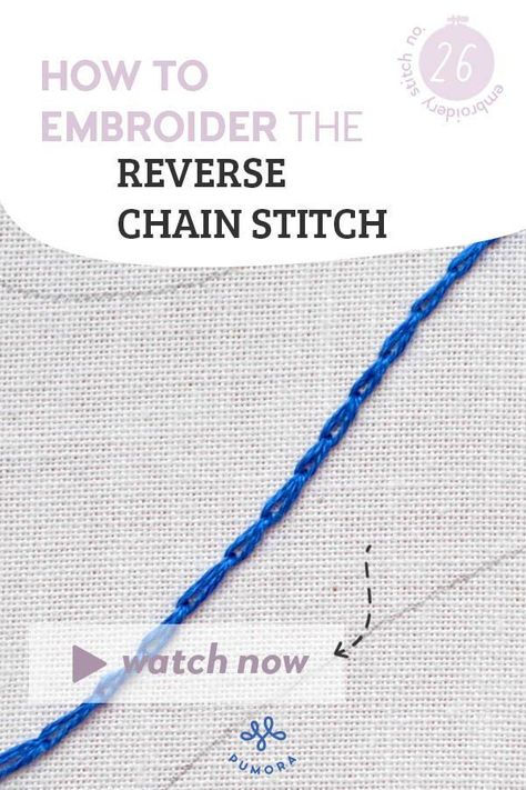 Reverse Chain Stitch Embroidery, Strait Stitch Embroidery, Chain Stiching Ideas, Reverse Chain Stitch, Hand Tricks, Chain Stitch Embroidery, Embroidery Sampler, Embroidery Videos, Embroidery Stitches Tutorial