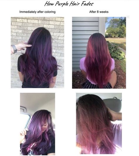 Faded Dyed Hair, Purple Dye Over Brown Hair, Brown Hair Dyed Purple Without Bleach, Hair Tips Dyed Purple, Faded Purple Hair On Brown, Faded Purple Hair, Adore Purple Hair Dye, Purple Hair Dye, Dyed Hair Purple