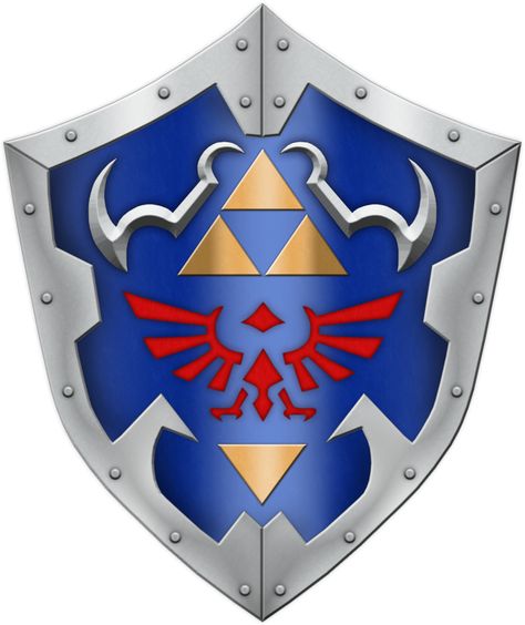 Hylian Shield (Ocarina of Time) Zelda Shield, Time Template, Shield Drawing, Shield Template, Link Twilight Princess, Zelda Cake, Disfraz Star Wars, Zelda Party, Shield Tattoo