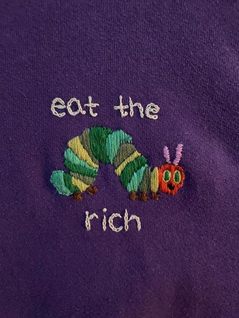 Hungry Caterpillar, Embroidery Inspiration, Embroidery Ideas, Caterpillar, Diy Clothes, Embroidery Patterns, Hand Embroidery, Art Inspo, Sewing Projects