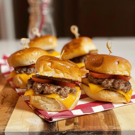 Delicious slider-style mini burgers perfect for parties and gatherings. Quick and easy to make with juicy beef patties and tasty toppings. Chilis Restaurant, Mini Burgers Recipe, Mini Sliders, Mini Hamburgers, Presentation Tips, Beef Patties, Burger Sliders, Mini Burgers, Ingredients List