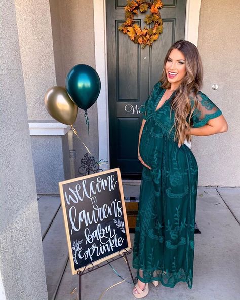 Emerald Green Maternity Dress, Green Maternity Dress, Green Maternity Dresses, Emerald Green Lace, Ballerina Baby Showers, Lace Maternity Dress, Green Baby Shower, Emerald Dresses, Sprinkle Baby Shower