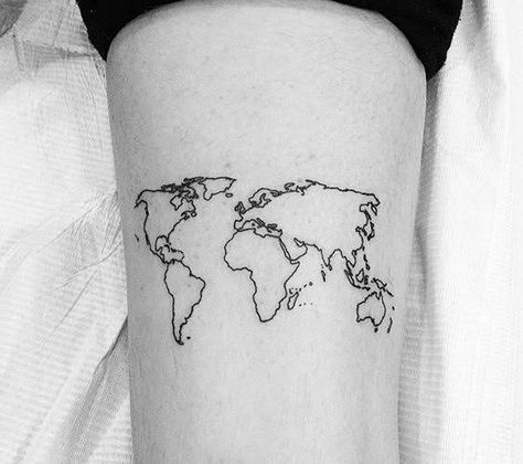 Map Of The World Tattoo, Map Tattoo Ideas, The World Tattoo, World Map Tattoo, World Map Tattoos, Map Tattoo, Simple Arm Tattoos, Tattoo Wrist, Map Tattoos