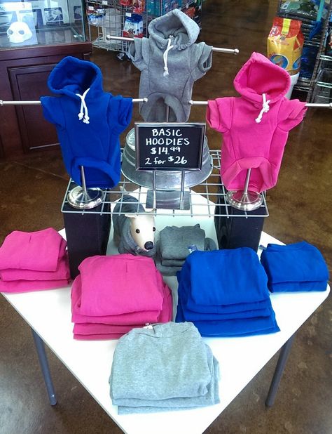 Hoodie Display Ideas, Gift Shop Displays, Conference Ideas, School Store, Shop Displays, Pet Spa, Retail Displays, Pet Businesses, Retail Merchandising