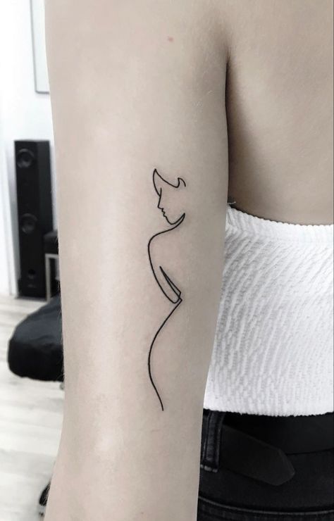 Feminine Silhouette Tattoo, Women Silloute Tattoo, Female Figure Tattoos, Women Silhouette Tattoo, Tattoo Of Woman Body Outline, Small Inside Forearm Tattoo Women, Woman Figure Tattoo, Female Form Tattoo, Female Silhouette Tattoo