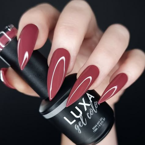 Deep Red Nails Coffin, Fall Nails Stilleto Shape, Mauve Nails Design, Nude Stiletto Nails, Crimes Of Passion, Stand Your Ground, Nail Appointment, Retro Nails, Work Nails