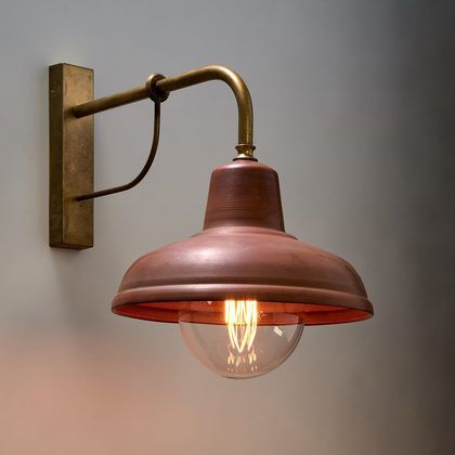 Industrial Interior Wall Light Aged Copper - DEKSEL02 Interior Wall Light, Terrace Room, Copper Wall Light, Copper Interior, Copper Light, Interior Wall Lights, Bracket Lights, Brass Interior, Room Shelf