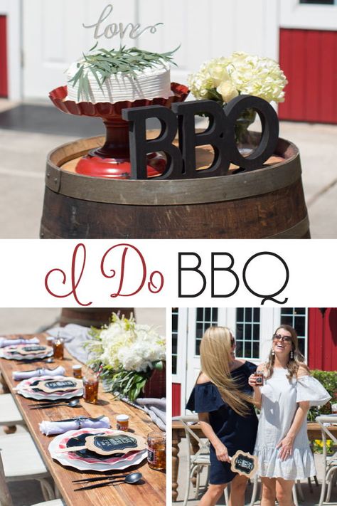 See more of our I DO BBQ bridal shower on the blog!  #idobbq #bridalshowerideas #summerbridalshower #idobbqideas #idobbqshower #couplesshowerideas I Do Bbq Balloon Arch, Wedding Shower Bbq Ideas, Bbq Shower Ideas, Bbq Bridal Shower Ideas, Wedding Venue Simple, Bridal Shower Bbq, Hops Wedding, Simple Decor Ideas, Bbq Decorations