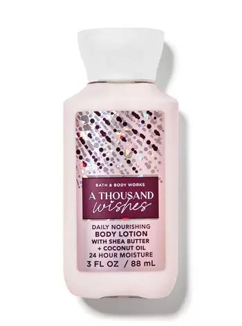 A Thousand Wishes Travel Size Daily Nourishing Body Lotion | Bath & Body Works Almond Creme, Pink Prosecco, A Thousand Wishes, Bath & Body Works, Facial Spa, Moisturizing Body Wash, Hand Lotion, Skin Care Moisturizer, Body Products