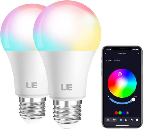 LE Smart Light Bulbs, Bluetooth Color Changing Light Bulbs, Dimmable via App by Bluetooth not WiFi, 60 Watt Equivalent, A19 E26 RGB Bulb for Bedroom Home Party and More, 2 Packs, LED Bulbs - Amazon Canada Color Changing Light Bulb, Smart Bulbs, Smart Lights, Smart Bulb, Smart Light Bulbs, Dimmable Led Lights, Color Changing Lights, Mood Light, Color Changing Led