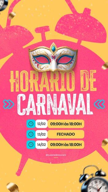 Premium PSD | Psd schedule for your company at the social media carnival Carnaval Post, Instagram Carasoul Design, Carnival Theme Poster, Carnival Theme Poster Design, Carnival Pubmat, Logo Psd, Technology Icon, Event Food, Card Banner