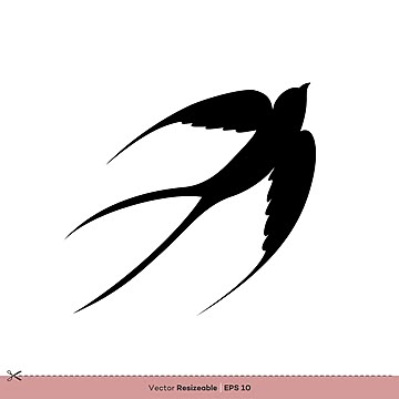 Simple Bird Illustration, Swallow Vector, Swallow Silhouette, Golondrinas Tattoo, Bird Silhouette Tattoos, Flying Bird Silhouette, Diy Stitch, Birds Paintings, Icon Tattoo