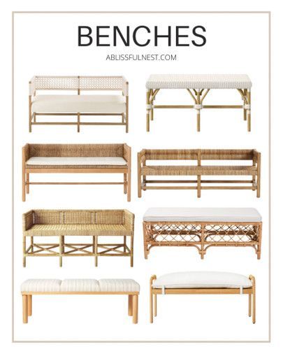 Coastal Bench roundup #EntrywayBench #HallwayBench #RattanBench #SerenaAndLilyBench #HallwayDecor #BedroomBench #EndOfBedBench #TableBench #NewHomeFurniture #NewHomeDecor #studiomcgee #potterybarn #homedecor Coastal Entryway Ideas, Jamaica House, Coastal Entryway, Storage Solutions Bedroom, Home Decor Hacks, Living Room Bench, Coastal Living Room, Bedroom Bench, Kitchen Cabinet Colors