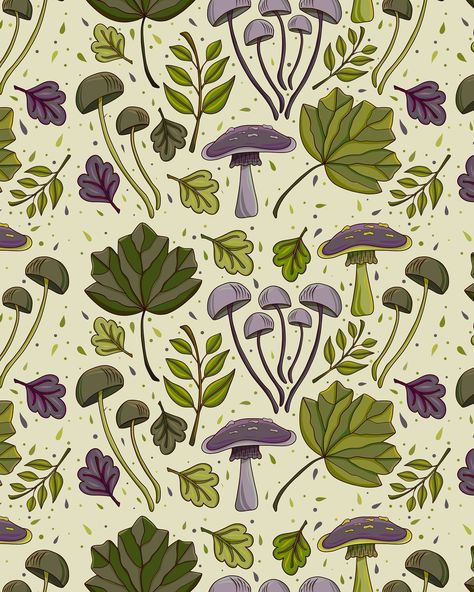 This week pattern 🍁🍂 “Autumn leaves falling down like pieces into place. And I can picture it after all these days.” #fun #colour #illustration #pattern #cute #flower #surfacedesign #fall #paint #fallpattern #autumn #autumnvibes #autumnpattern #mushrooms Autumn Pattern Design, Autumn Pattern Illustration, Fall Mushroom Wallpaper, Autumn Board, Mushroom Background, Autumn Leaves Falling, Colour Illustration, Surface Pattern Design Inspiration, Mushroom Wallpaper