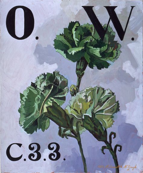 McDermott & McGough, The Green Carnation, Oscar Wilde, O.W. C.33, 1923, Oil on Linen, 1994 (Courtesy of the Artists) Oscar Wilde Tattoo, Queer Flowers, Carnation Drawing, Chain Of Thorns, Matthew Fairchild, Votive Candle Stand, Marilyn Minter, Carnation Tattoo, Green Carnation