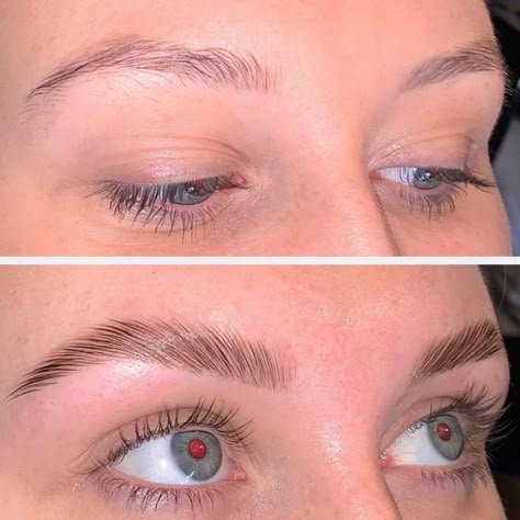 Brow lamination is basically a perm for your eyebrows! It takes your unruly or thinning brow hair and smoothes it out while also lifting the hair in a more vertical sweeping direction. The end result is super smooth brows that look like you have brow gel on them.  This is a noninvasive, temporary, but impactful way to improve your brows in an affordable way. It's also a great addition to microblading or even an alternative if you are hesitant to go under the blade. Light Brown Eyebrows, Maquillage Halloween Simple, Eyebrows Goals, Eyelash Lift And Tint, Eyebrow Lamination, Marketing Definition, Eyebrow Lift, Light Brow, Dark Brows