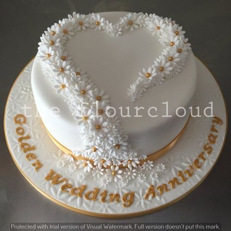 Golden Anniversary Cake, Golden Wedding Cake, Golden Wedding Anniversary Cake, Anniversary Cake Designs, 50th Wedding Anniversary Cakes, Lemon And Coconut Cake, 50th Anniversary Cakes, Wedding Anniversary Cakes, Yoghurt Cake