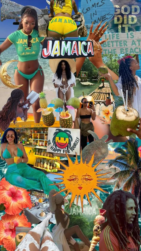 Island Life Aesthetic, Rastafari Art, Jamaica Carnival, Jamaican Art, Rasta Art, Vision Collage, Midnight Summer, Beautiful Beaches Paradise, Jamaica Trip