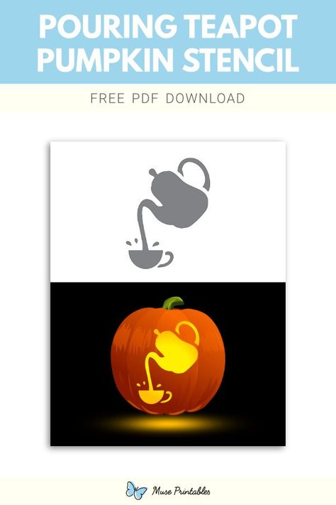 Teapot Pumpkin, Stencil For Pumpkin Carving, Printable Pumpkin Stencils, Pumpkin Stencils Free, Thanksgiving Time, Fake Candles, Pumpkin Stencil, Pumpkin Carving, Free Printable