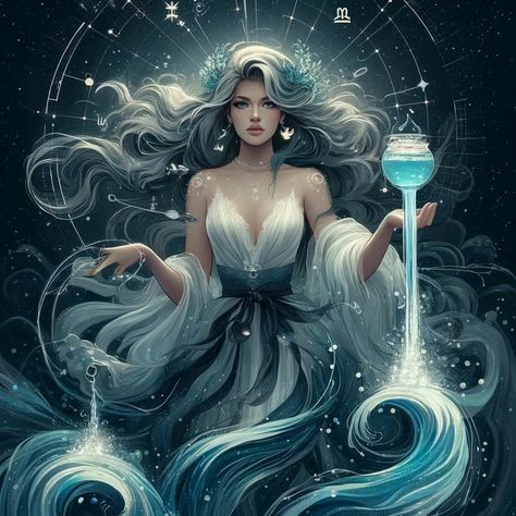 Aquarius Art Goddesses, Aquarius Images, Zodiac Sign Aquarius, Aquarius Art, Aquarius Tattoo, Aquarius Sign, Aquarius Woman, Age Of Aquarius, Zodiac Signs Aquarius