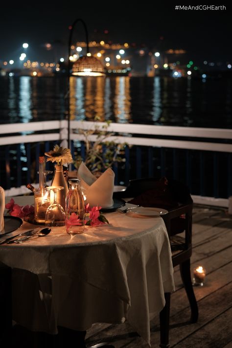 Who says you need to wait for February for a nice romantic candlelight dinner! With a setting by the pier and our chef’s curated dishes, surprise your loved one with a sumptuous meal and everlasting memories. #MeAndCGHEarth #BruntonBoatyard #FortKochi #HistoryHotel #Harbourview #Vintage #Pierdining #Romanticdinner #Pier Romantic Dinner For Two Candlelight, Date Vision Board, Candle Light Dinner Ideas, Light Dinner Ideas, Romantic Candle Dinner, Dinner Romantic, Romantic Candlelight Dinner, Romantic Dinner Decoration, Romantic Candle Light Dinner