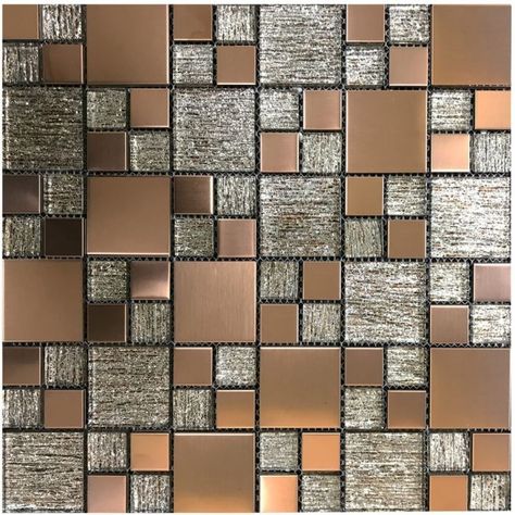 Copper Mosaic Tile, Wood And Mirror, Shower Rooms, Mirror Tile, Copper Mosaic, Kitchen Splashbacks, Spa Shower, Mosaic Wall Tiles, Tile Companies