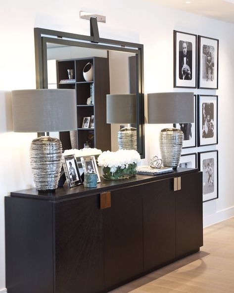 In love with this bespoke sideboard from one of our recent projects. We styled it with these gorgeous table lamps from @portaromanauk and this oversized bespoke mirror wrapped in dark green leather. Have a lovely evening! #bespoke #living #furniture #designing #luxuryliving #homedecor #styling #homestyling #livingroom #sideboard #luxurylifestyle #chelseaproperty #london #interiors #interiordesign #rachelwinham #rachelwinhaminteriordesign The Blob, Interior Design Pictures, Glass Table Lamps, Tafel Decor, Silk Lampshade, Hallway Design, Lamps Table, Luxe Interiors, Sideboard Furniture