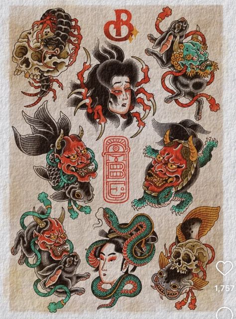 Tattoos Japan, Tengu Tattoo, Japan Tattoos, Traditional Style Tattoos, Japanese Tattoo Flash, Traditional Japanese Tattoo Flash, Japanese Snake, Neo Japanese, Traditional Tattoo Drawings