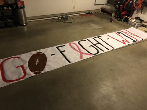 Go Fight Win Football Banner Cheerleading Banners For Football, Football Run Thru Signs, Banners For Football Games, Cheer Football Banners, Homemade Football Posters, Pink Out Run Through Signs Football, Breakaway Banners Football Diy, Football Game Banners, White Out Posters Football