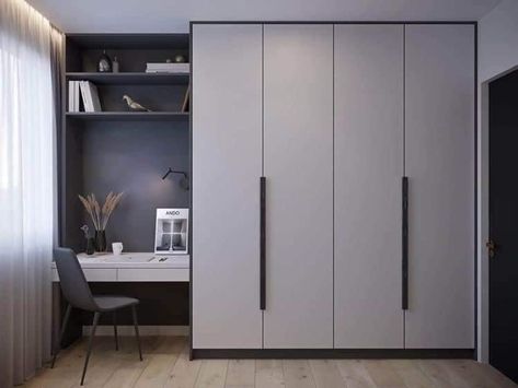 Office In Closet Ideas, Built In Cupboards Bedroom, Wall Wardrobe Design, Small Room Design Bedroom, Modern Cupboard Design, Wardrobe Door Designs, Built In Cupboards, Wardrobe Interior Design, Bedroom Closet Design