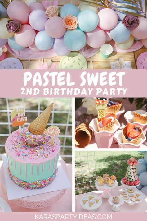 Kara's Party Ideas Pastel Sweet 2nd Birthday Party | Kara's Party Ideas Too Sweet 2nd Birthday Food, 2 Sweet Birthday Party Centerpieces, Too Sweet Birthday Party Food, Two Is Sweet Birthday Party, Two Sweet Party 2nd Birthday Food Ideas, Two Sweet Pastel Party, Two Sweet Party 2nd Birthday Brunch, Two Sweet Party Decorations, 3 Is Sweet Birthday Party