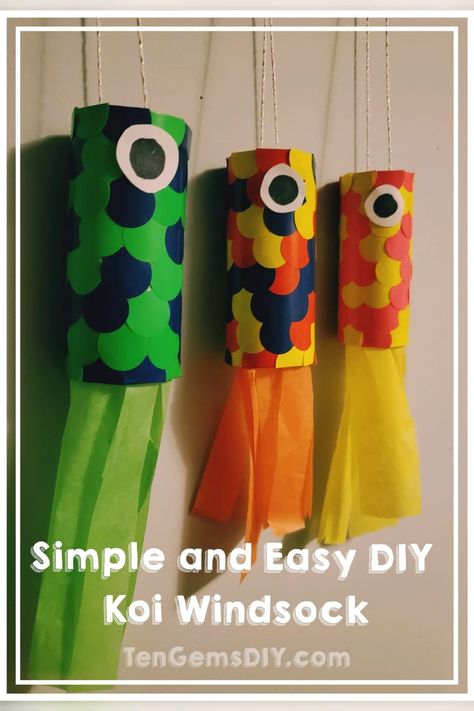 Toilet Paper Roll Wind Chimes, Koinobori Craft, Pool Noodle Halloween Candles, Pony Bead Keychains, Pool Noodle Halloween, Fish Windsock, Windsock Craft, Arctic Animals Crafts, Nursing Home Crafts