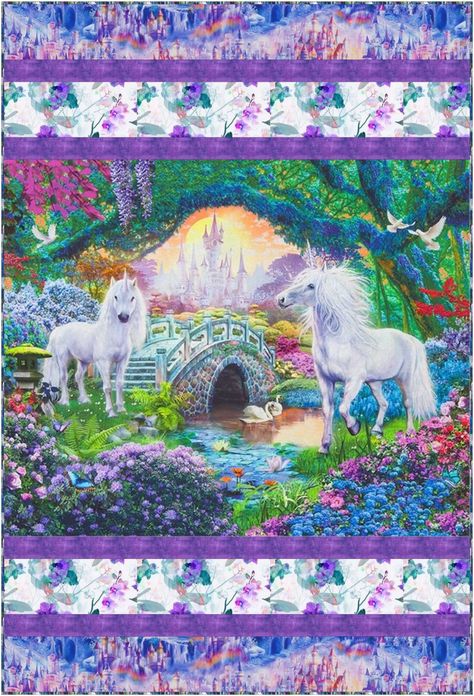 Quilt Panel Ideas, Unicorn Quilt, Panel Ideas, Unicorn And Fairies, Fabric Kit, Panel Quilts, Quilting Techniques, Quilt Kit, Throw Quilt