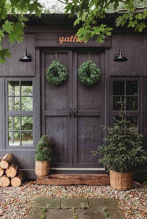 A beautiful outdoor she shed or garden shed. Inside Sheds With Lights, She Shed Names, Old Window She Shed, Garden Shed Photography, Garden Shed Signs Rustic, Rustic Holiday, She Shed, Garden Shed, Coop