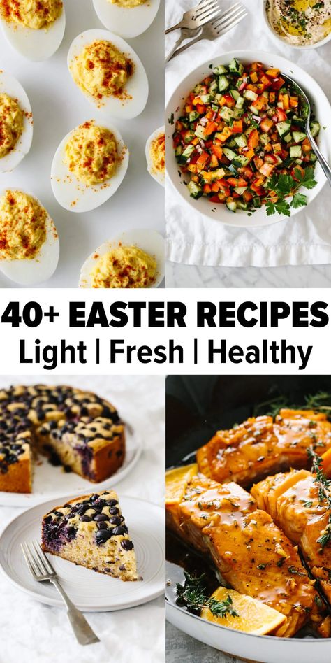 40+ Healthy Easter Recipes Healthy Easter Dinner, Healthy Easter Brunch, Easter Lunch Ideas, Easter Food Recipes, Downshiftology Recipes, Healthy Easter Dessert, Vegetarian Easter, Healthy Easter Recipes, Easter Side Dishes