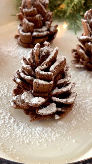 Edible Chocolate Pinecones | Recipe by My Name Is Snickerdoodle Chocolate Pinecones, Animal Cookies Recipe, Donut Tree, Sprinkle Cookies Recipe, White Chocolate Buttercream Frosting, Star Bread, Christmas Donuts, Caramel Pretzels, Cookie Bakery