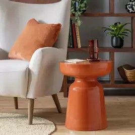 60s Side Table, Terracotta Side Table, Orange Side Table, Funky Side Tables, Terracotta Furniture, Side Tables In Living Room, Lodge Plans, Bedroom Side Table, Dream Flat