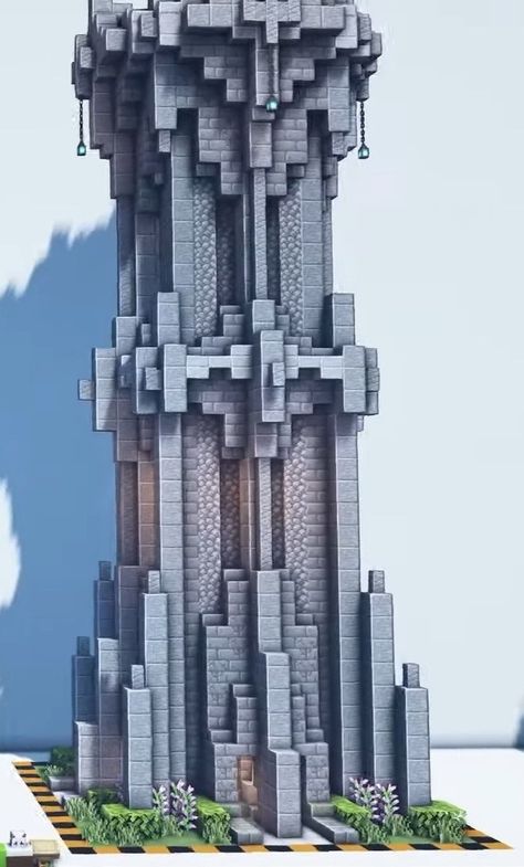 White Tower Minecraft, Minecraft Abandoned Mineshaft, Castle Ruins Minecraft, Minecraft Towers Ideas, Minecraft Tower Roof Design, Castle Walls Minecraft, Minecraft Watchtower Ideas, Minecraft Bell Tower, Minecraft Enchanting Tower