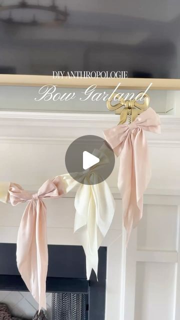 Teresa Laura Caruso on Instagram: "DIY Anthropologie bow garland 🎀 Comment “BOW DIY” below & I’ll send you the details! Or link in bio! LOVE the one from Anthro but I wanted to see if I could make my own budget-friendly version one. I think I might make a red one next for Christmas!

@debtrette made a Halloween version that inspired me to try my take on it! 

#bowgarland #anthropologieinspo #diybows #girly #holidaydiy #amazonfinds #amazonhome #amazondiy #bows Anthropologie bow garland DIY, bow decoration, bow decor" Ribbon For A Wreath, Anthropologie Bow Garland Diy, Satin Bow Garland, Bow Christmas Garland, Diy Bow Garland Christmas, Pink Bow Garland, Christmas Bow Garland, Bow Garland Christmas, Bow Garland Diy