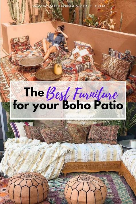 Best Bohemian patio ideas for small spaces, mostly under $150! These affordable boho patio décor ideas on Amazon will surely lighten up any type of space. Both chic and cheap boho patio ideas for outdoor spaces for your front porch or even bohemian patio ideas for your apartment patio – definitely perfect, cheap Amazon home décor! #BohemianPatioBohoChic #ApartmentPatioIdeas #PatioIdeas #AmazonMustHaves #AmazonPatioFurniture Turkish Patio Ideas, Boho Outdoor Seating, Cozy Outdoor Spaces Patio, Eclectic Patio Ideas, Moroccan Balcony Ideas, Mexican Front Porch Ideas, Enclosed Porch Ideas Small Bohemian, Outside Patio Ideas Porch Decorating, Rental Patio Ideas