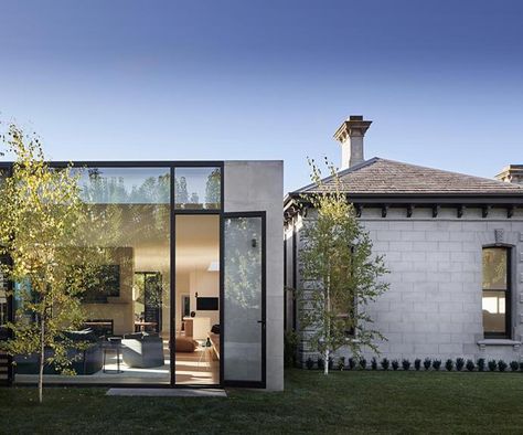 An ultra-modern glass pavilion extension is the surprising antidote to an 1880s Victorian home in Melbourne courtesy of Robson Rak Architects. Pavilion House, Glass Pavilion, Modern Extension, Melbourne House, Victorian Terrace, Australian Homes, House Extensions, The Design Files, Local Design