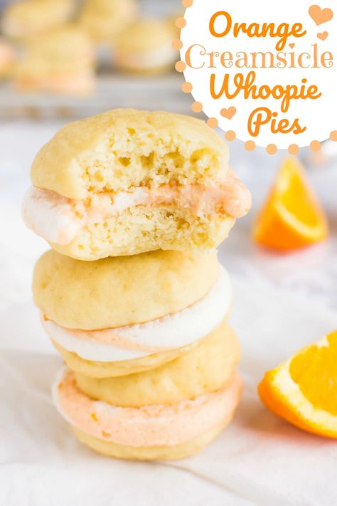 Orange Creamsicle Whoopie Pies - A baJillian Recipes Whoopee Pie, Whoopie Pie Recipe, Whoopie Pie, Mince Pie, Orange Creamsicle, Whoopie Pies, Orange Recipes, Pie Dessert, Sandwich Cookies