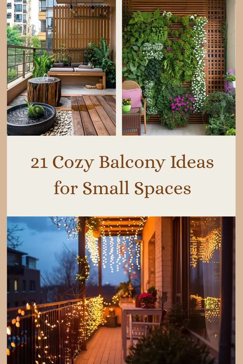 Looking for ways to spice up your little apartment balcony? Check out these 21 cozy designs! Whether you love a serene Zen zone or charming fairy tale lighting, we've got you covered with modern small balcony ideas. Transform a small space into a comfortable outdoor area with vertical gardens, cozy seating arrangements, and decor hacks. Create your ideal plush hangout, escape the noise, and enjoy fresh air in style. Let’s turn your tiny balcony into a mini oasis you'll love to chill in! Small Balcony Plant Decor, Balcony Oasis Apartment, Small Patio Balcony Ideas, Patio Apartment Ideas Small Spaces, First Floor Patio Ideas Apartment, Tiny Apartment Balcony Ideas, Patio Inspiration Apartment, Cute Apartment Patio Ideas, Modern Balcony Design Apartments