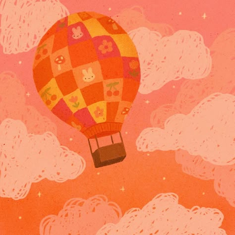 Ashley Huntington | A sunset hot air balloon ride 🌅✨ #procreate #illustration #sketch #cuteart | Instagram Hotairballoon Drawing, Hot Air Balloon Sketch, Sunset Drawing Ideas, Hot Air Balloon Illustration, Tis Autumn, Hot Air Balloon Drawing, Analytical Drawing, Fire Balloon, Sunset Drawing