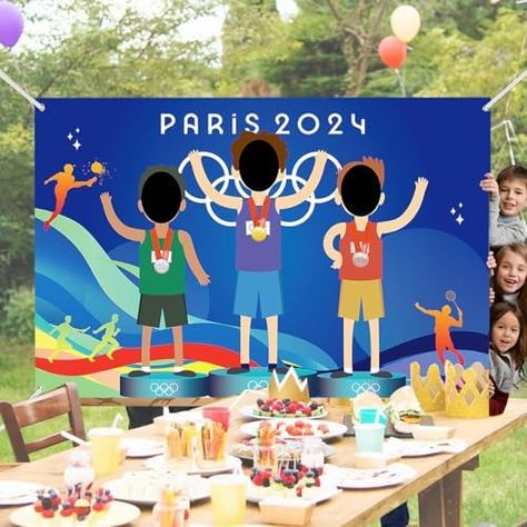 Bulk Paris 2024 Olympic Award Backdrop, 5.9 x 3.9 Ft, Olympic Face Cutout Photo Props, Party Supplies Wall Decor, Indoor Outdoor Fence Celebration Factory Check more at https://www.packagingeye.com/product/bulk-paris-2024-olympic-award-backdrop-5-9-x-3-9-ft-olympic-face-cutout-photo-props-party-supplies-wall-decor-indoor-outdoor-fence-celebration-factory Olympic Party Decorations, Olympics Party, 2024 Party, Olympic Colors, Olympic Theme, Outdoor Fence, Olympic Party, Olympics 2024, Photo Cutout