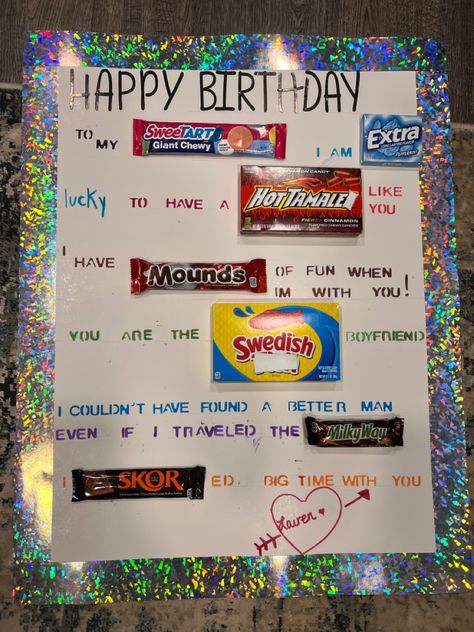 Candy Letters Birthday, 70 Birthday Ideas, Candy Poster Board, Candy Birthday Cards, Candy Posters, Candy Bar Gifts, Sweet Love Letters, Candy Letters, 70 Birthday