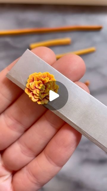 Clay Marigold Flowers, Clay Canes Tutorial Easy, Polymer Clay Flowers Tutorial, Fimo Projects, Fimo Flowers, Diy Fimo, Amazing Aquariums, Polymer Clay Cane Tutorial, Polymer Clay Embroidery